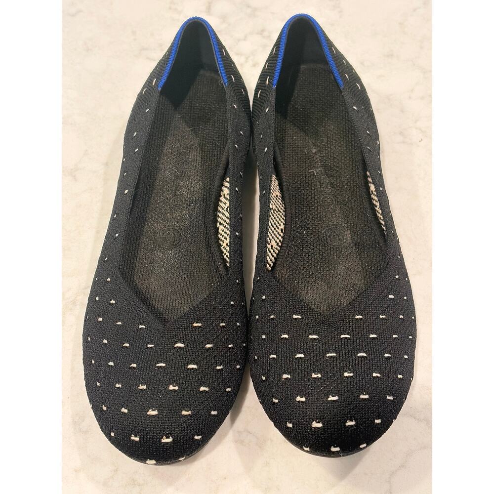 Rothy’s Women’s Ivory Dot Slip On Ballet Flats Shoes‎ Comfort Size 9 Black